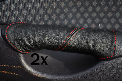 FITS FORD PUMA LEATHER 2X DOOR HANDLES COVERS red stitch CUSTOM NEW MADE IN UK