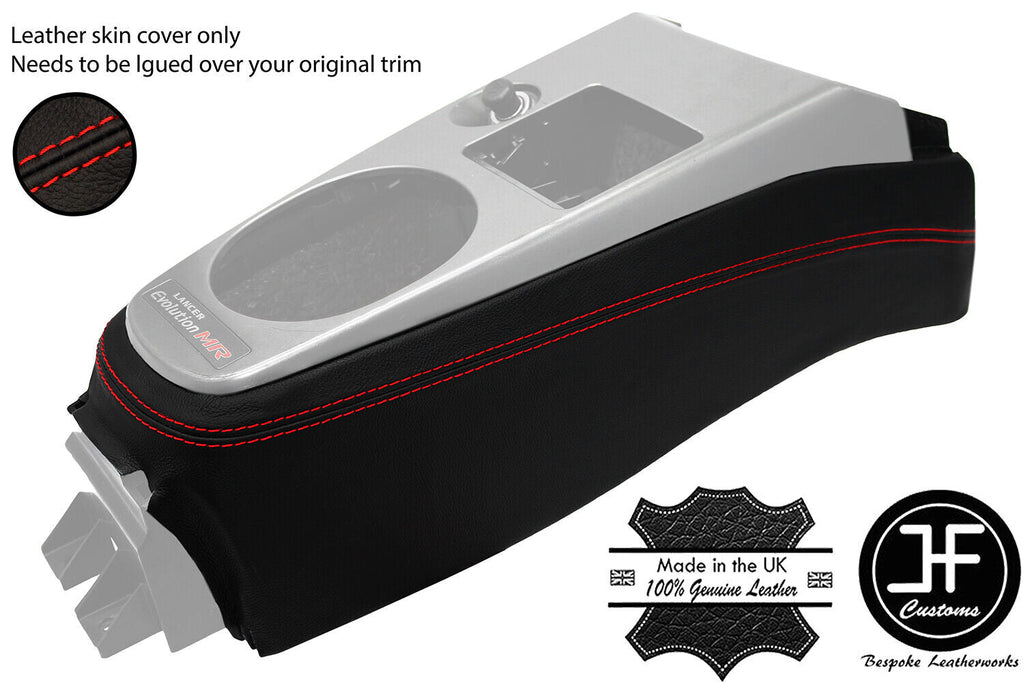 RED STITCH CENTRE CONSOLE TRIM LEATHER COVER FOR MITSUBISHI LANCER EVO 7 8 9