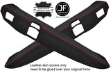 RED STITCH 2X FRONT DOOR ARMREST NAPPA LEATHER COVERS FITS AUDI TT MK2 06-14