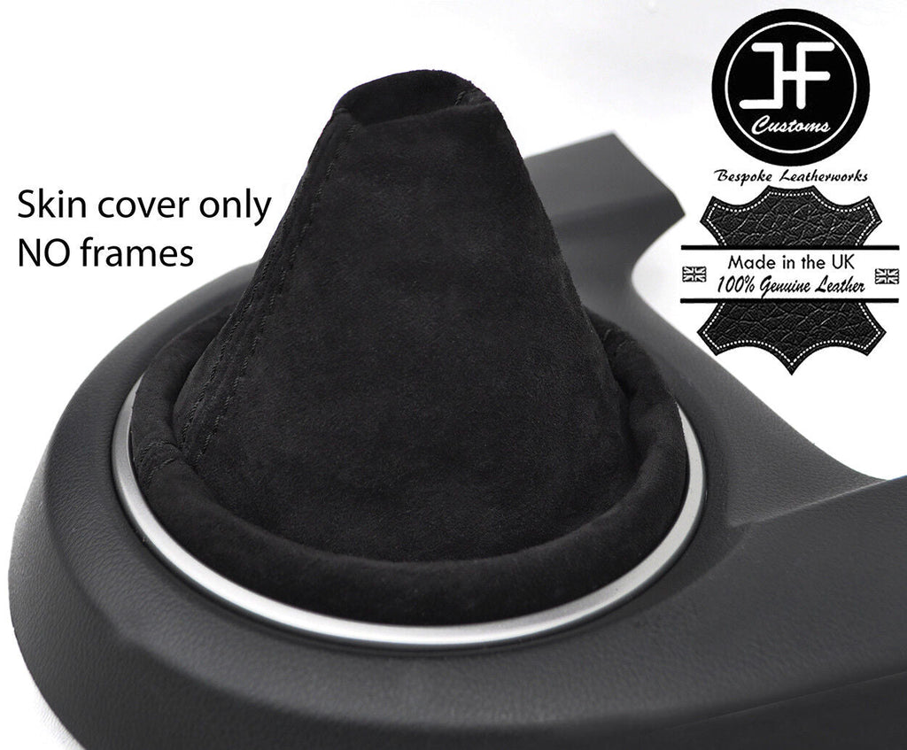 BLACK STITCHING REAL SUEDE MANUAL GEAR GAITER FITS MAZDA 2 2008-2014 CUSTOM NEW
