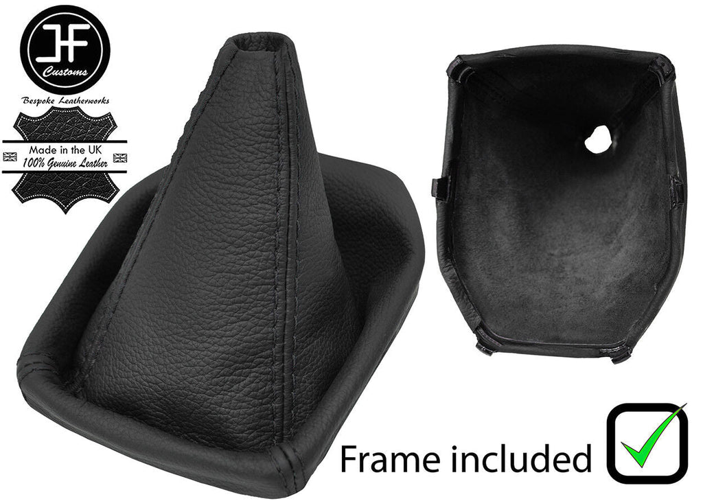 BLACK STITCH LEATHER GEAR GAITER WITH PLASTIC FRAME FOR FORD FIESTA MK9 13-2017