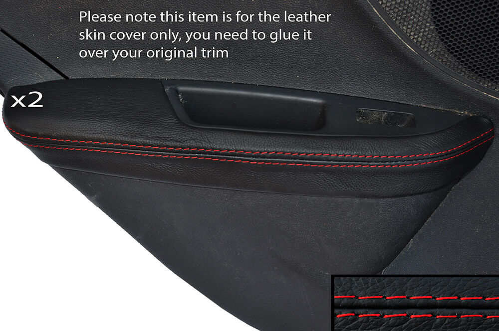 RED STITCH 2X REAR DOOR ARMREST SKIN COVER FITS HYUNDAI VELOSTER 11-15 5 DOOR