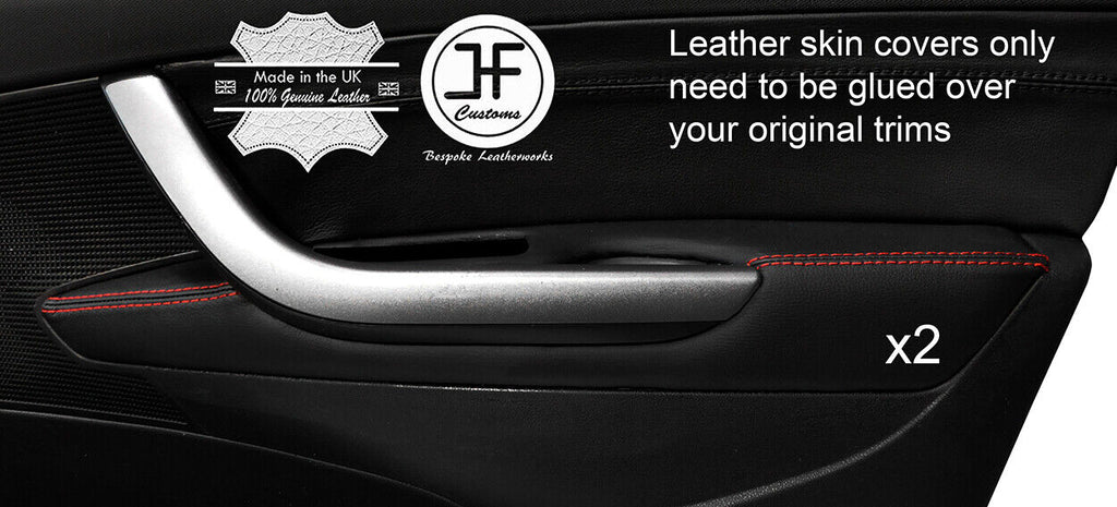 RED STITCH 2X FRONT DOOR ARMREST LEATHER COVER FOR PEUGEOT 308 07-12 5 DOOR
