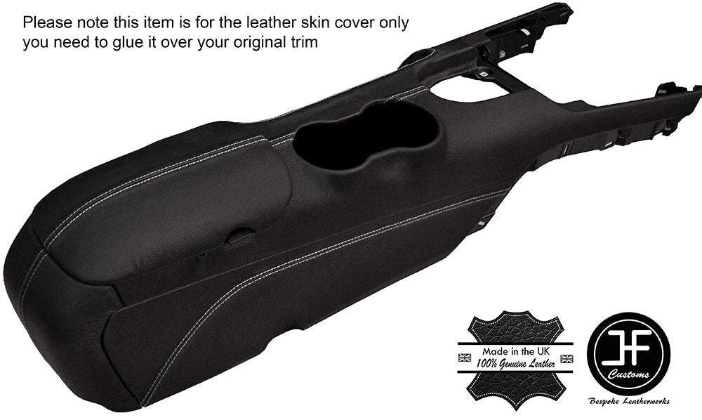 WHITE STITCH CENTRE CONSOLE & ARMREST LEATHER COVERS FITS FORD MUSTANG 15-17