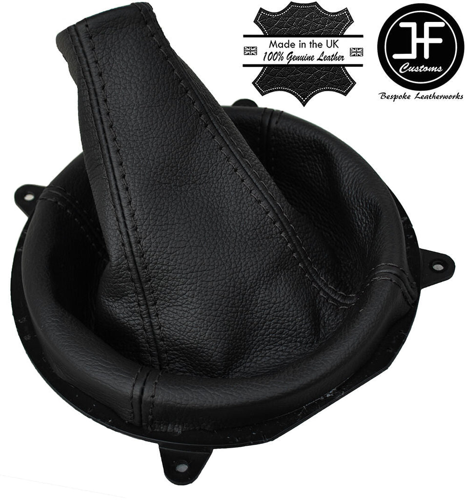 BLACK STITCHING MANUAL LEATHER GEAR GAITER FITS SSANGYONG KYRON 2005-2010