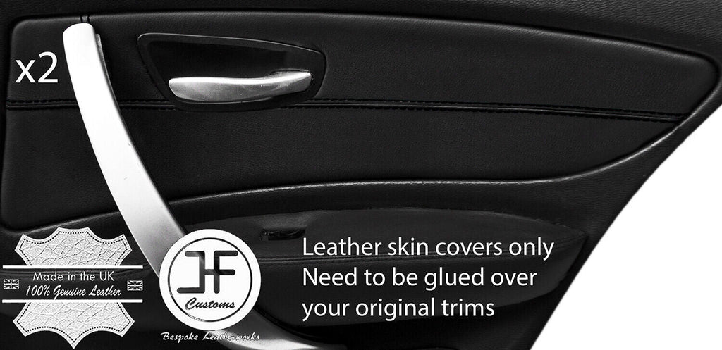 BLACK STITCH 2X REAR DOOR CARD TRIM LEATHER COVERS FITS BMW 1 SERIES E87 04-12