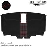 RED STITCH TARTAN SUEDE HEADLINER COVER FOR VW T6 TRANSPORTER VAN 16-19