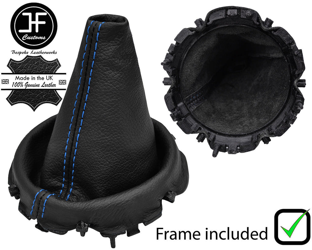 BLUE STITCH LEATHER GEAR GAITER + PLASTIC FRAME FOR BMW MINI R50 R53 2001-2006