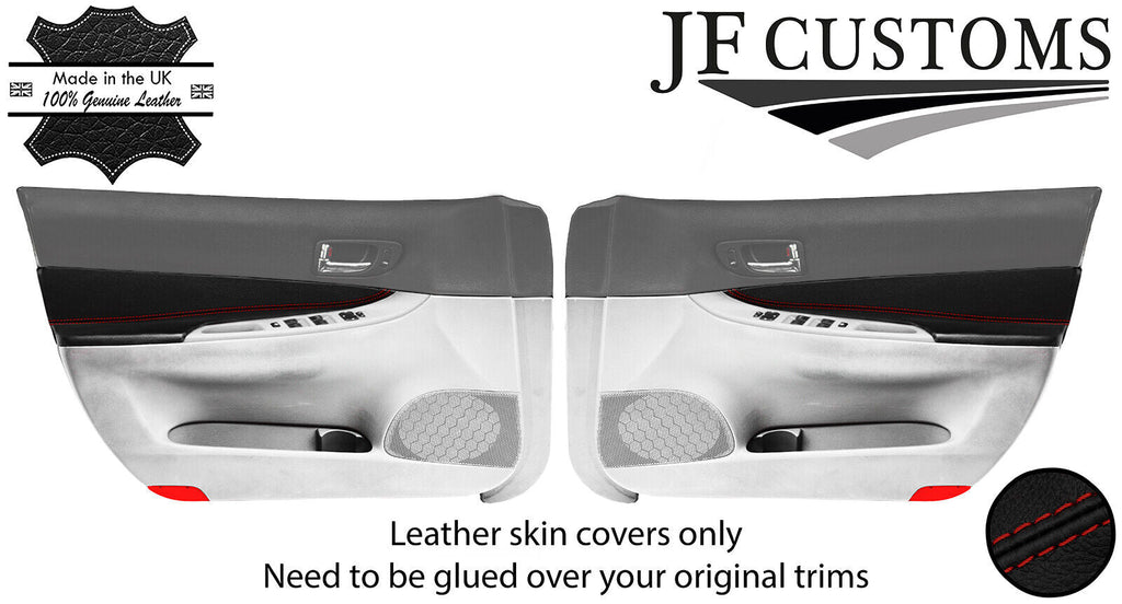 D RED STITCH ITALIAN LEATHER 2X FRONT DOOR INSERTS COVERS FOR MAZDA 6 02-05