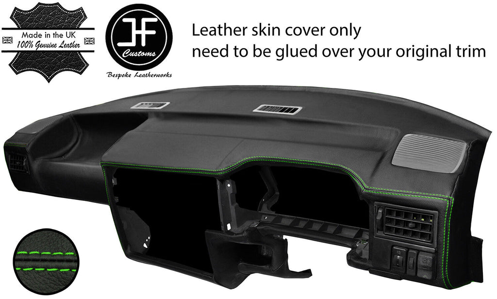 GREEN STITCH DASH DASHBOARD REAL LEATHER COVER FITS VW T4 TRANSPORTER STYLE 2