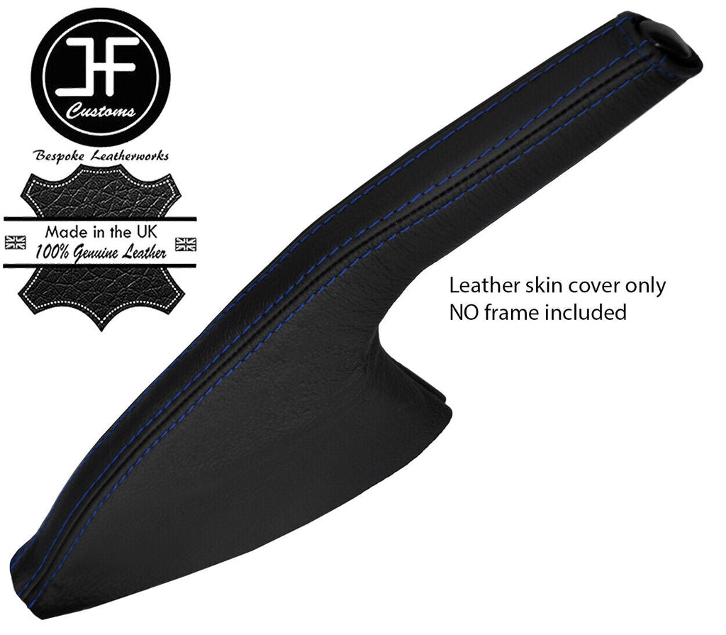 BLUE STITCH HANDBRAKE GAITER TOP GRAIN LEATHER COVER FOR FITS VW POLO 6R 09-17