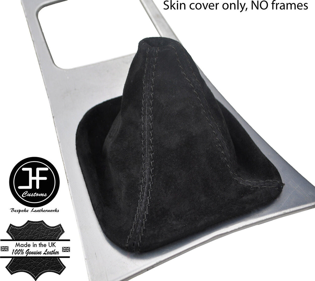 BLACK STITCH REAL SUEDE MANUAL GEAR GAITER FOR MERCEDES C CLASS W203 2000-2007