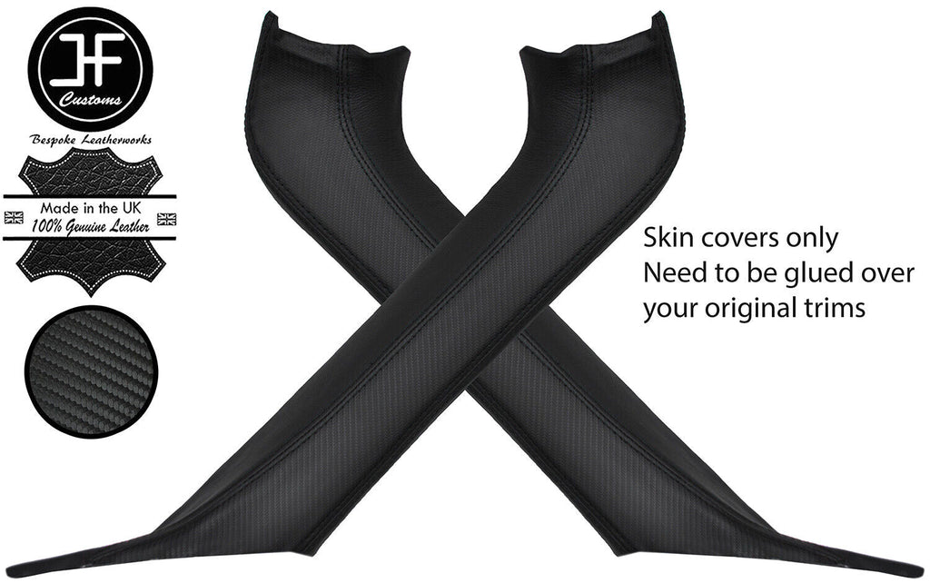 BLACK STITCH 2X PILLAR LEATHER & CARBON VINYL COVERS FITS TOYOTA MR2 MK3 00-07