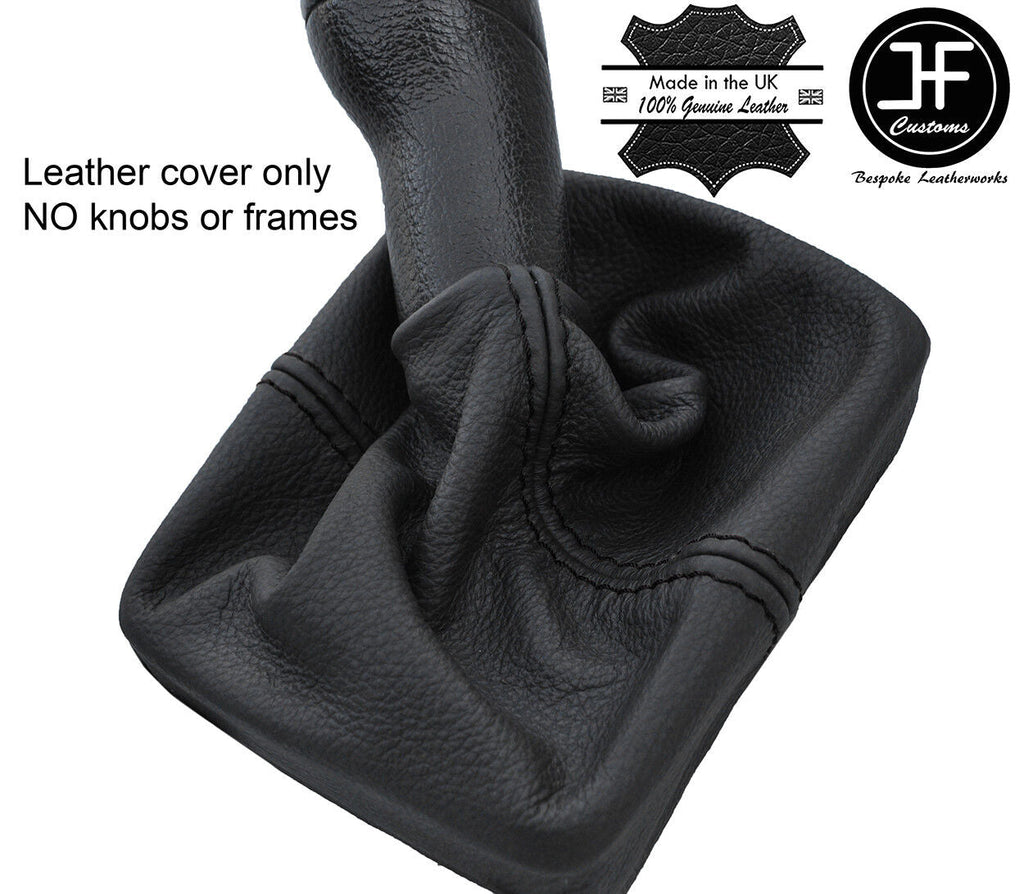 BLACK STITCH TOP GRAIN REAL LEATHER GEAR GAITER FITS VW POLO 9N 9N2 2002-2009