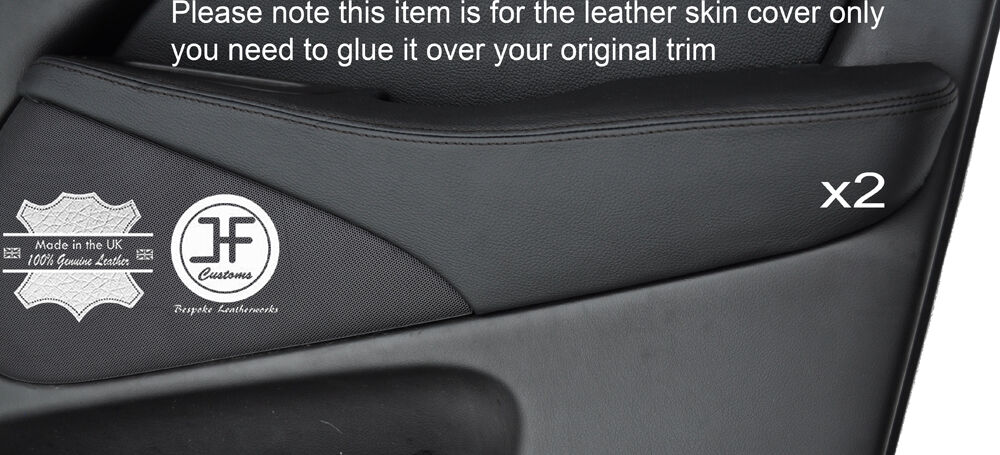 BLACK STITCH 2X FRONT DOOR ARMREST LEATHER COVERS FITS JAGUAR S TYPE 1999-2007