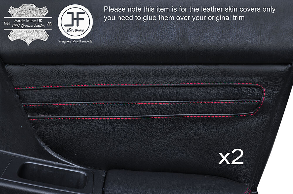 RED STICH 2X FRONT DOOR CARD TRIM COVERS FITS SUBARU IMPREZA WRX STI 01-04