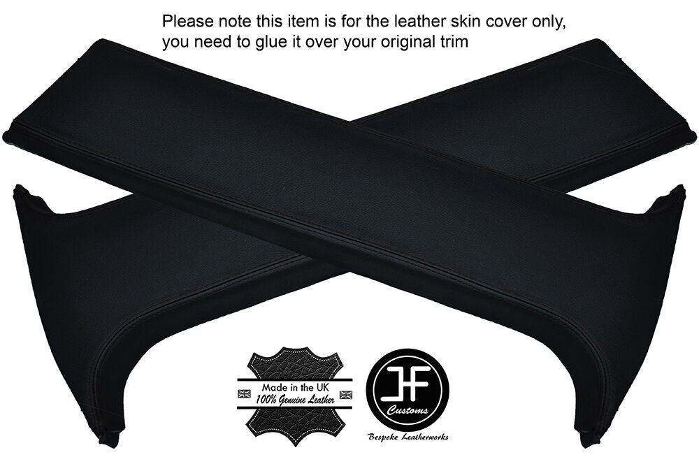 BLACK STITCH 2X LOWER B PILLAR LEATHER COVERS FITS BMW 5 SERIES E34 1984-1997