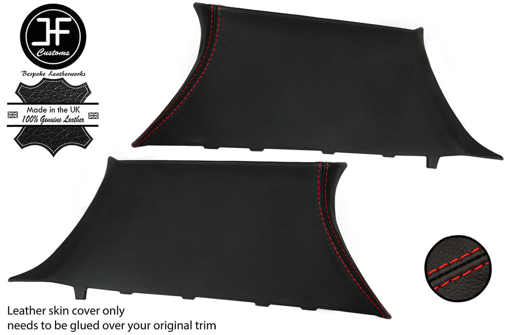 RED STITCH 2X REAR C PILLAR LEATHER COVERS FOR BMW 1 SERIES F20 F21 11-19