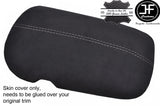 SILVER STITCH CHARCOAL PU SUEDE ARMREST LID COVER FITS FORD MUSTANG 2015-2017