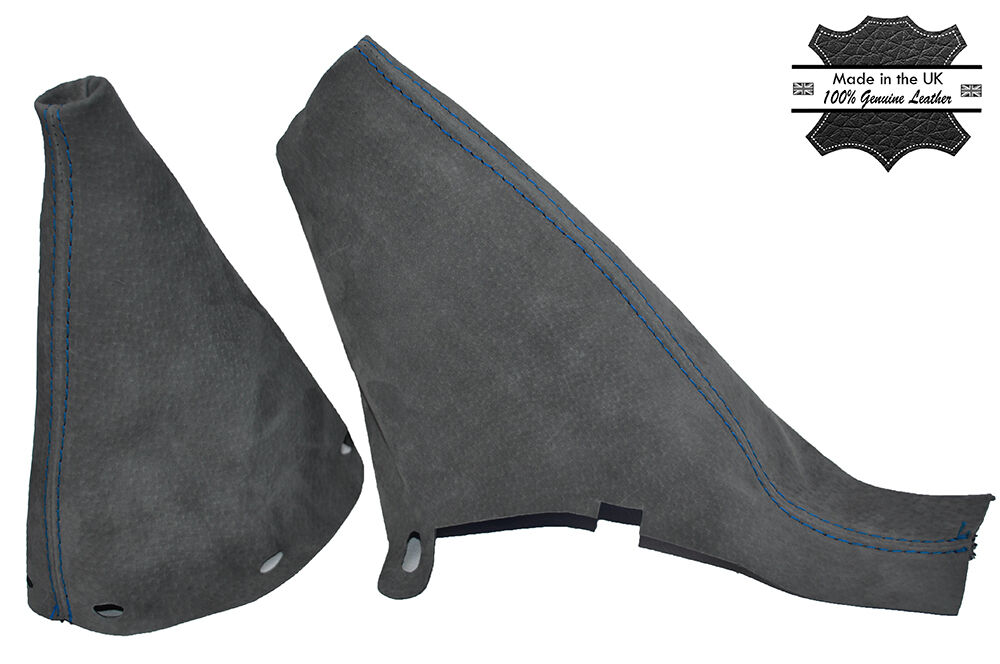 BLUE STITCHING FITS BMW MINI R50 R53 GEAR HANDBRAKE 2001-2006 GRAPHITE SUEDE