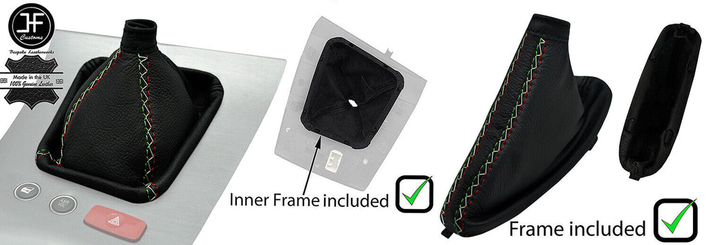 BLACK STITCH ITALIAN CROSS LEATHR GAITER SET+PLASTIC FRAME FOR ALFA ROMEO BRERA