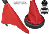 RED TOP GRAIN LEATHER GEAR & HANDBRAKE GAITER FITS BMW MINI R50 R52 R53 01-06