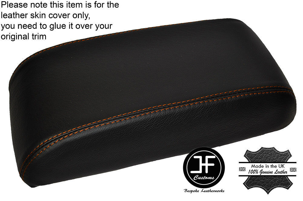 ORANGE STITCH ARMREST LID LEATHER COVER FITS LAND ROVER DISCOVERY TD5 300 TDI