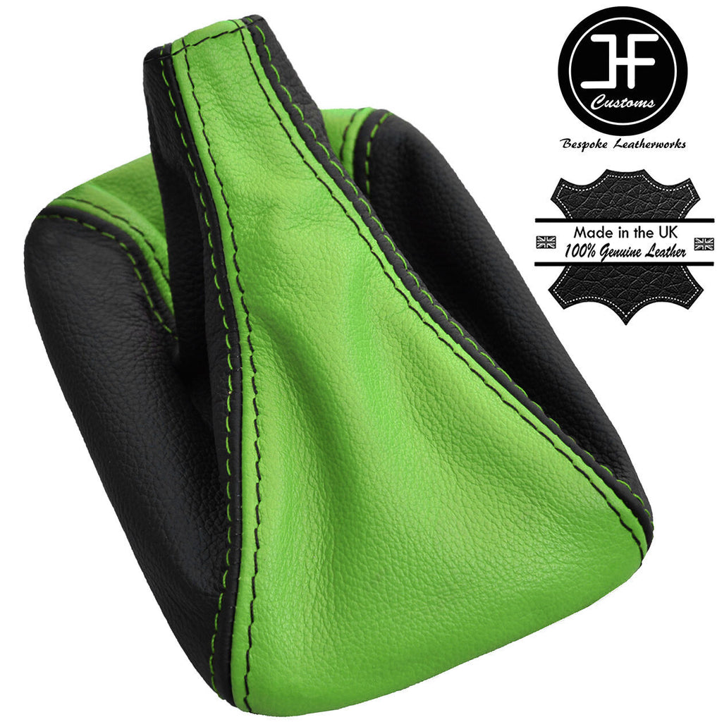 BLACK GREEN TOP GRAIN REAL LEATHER GEAR GAITER FOR VW T4 TRANSPORTER CARAVELLE