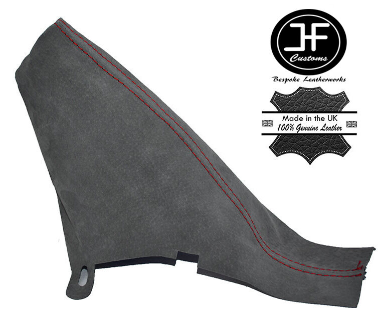 RED STITCH GRAPHITE PU SUEDE HANDBRAKE GAITER FITS MINI R50 R53 2001-2006