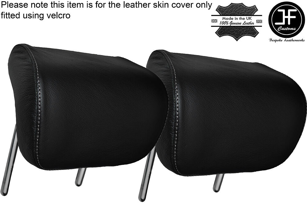 GREY STITCHING 2X REAR HEADREST LEATHER SKIN COVERS FITS AUDI A4 B8 2008-2013