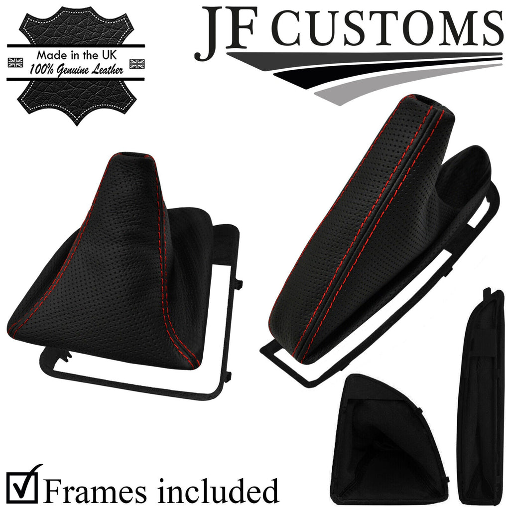 RED STITCH PERFORATED LEATHER GEAR HANDBRAKE +FRAME FOR BMW E81 E82 E87 E88