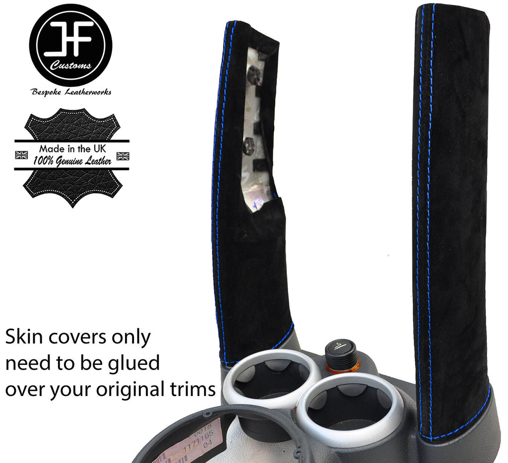 BLUE STITCH 2X DOWN TUBES SUEDE COVERS FITS BMW MINI COOPER S R50 R53 01-06