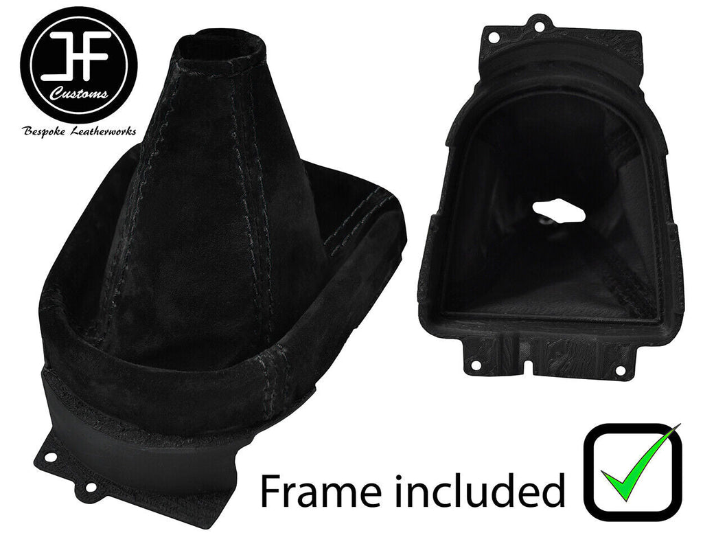 BLACK STITCH SUEDE GEAR GAITER+PLASTIC FRAME FOR MITSUBISHI OUTLANDER 2006-2013