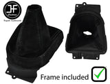 BLACK STITCH SUEDE GEAR GAITER+PLASTIC FRAME FOR MITSUBISHI OUTLANDER 2006-2013