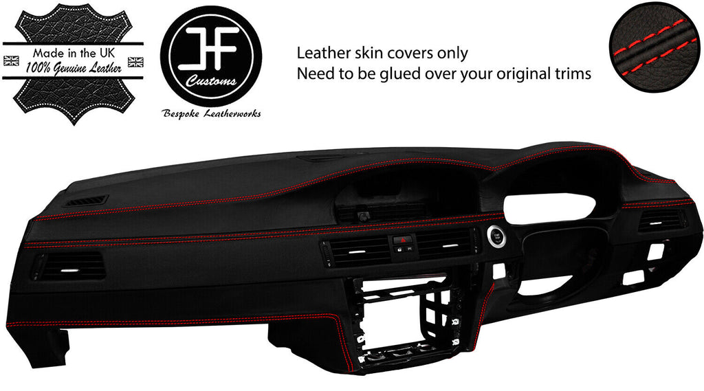 RED STITCH FULL DASHBOARD KIT LEATHER COVERS FOR BMW E90 E91 E92 E93 SAT NAV