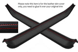 RED STITCH 2X DOOR SILL LEATHER SKIN COVERS  FITS LOTUS ELAN M100 89-95