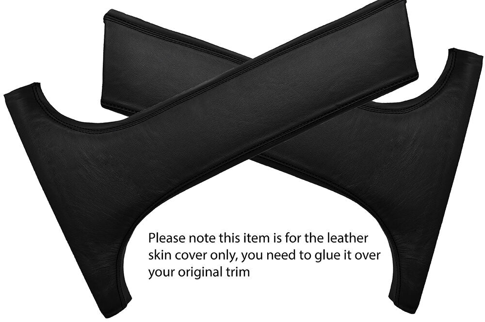 BLACK STITCH 2X LOWER B PILLAR LEATHER SKIN COVERS FITS BMW E46 SALOON 98-05