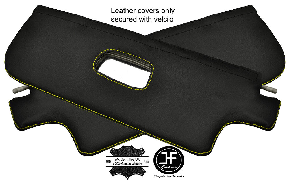 YELLOW STITCH 2X SUN VISORS LEATHER COVER FOR VW BEETLE CLASSIC 1303 CONVERTIBLE