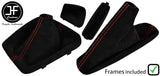 RED STITCH SUEDE MANUAL GAITER SET + PLASTIC FRAME FOR BMW 3 SERIES E36 91-99