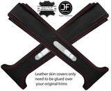 RED STITCH 2X UPPER B POST PILLAR LEATHER COVERS FITS RANGE ROVER P38 94-02