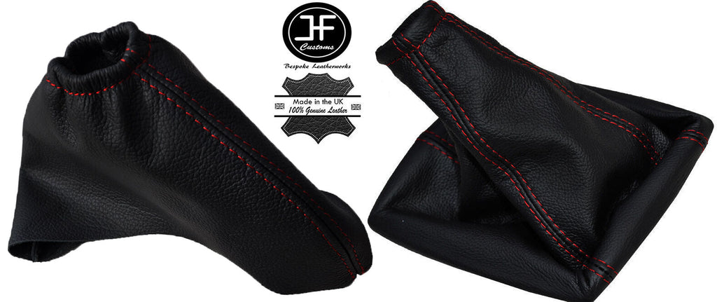 RED STITCH LEATHER GEAR & HANDBRAKE GAITER SET FITS JAGUAR X TYPE 2001-2009