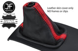 BLACK & RED STRIPE TOP GRAIN LEATHER MANUAL GEAR GAITER FOR AUDI A6 C5 98-04
