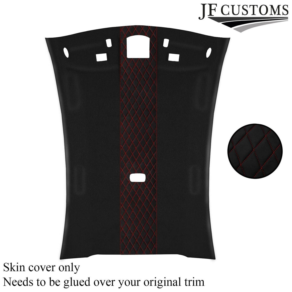 DSG2 RED DIAMOND STITCH LUXE SUEDE HEADLINER COVER FOR FORD FIESTA MK2 83-89