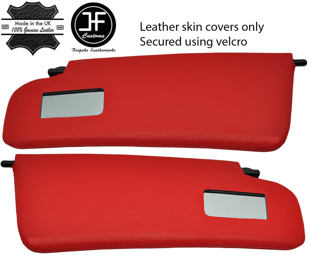 RED REAL LEATHER 2X SUN VISORS COVERS FITS HONDA S2000 1999-2009 STYLE 2