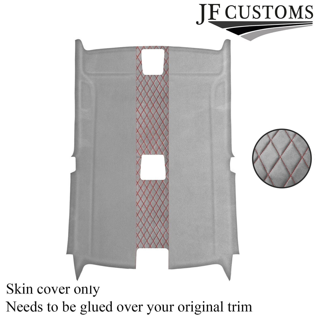DSG2 RED STITCH L GREY LUXE SUEDE HEADLINER COVER FOR BMW E92 COUPE 06-13 JF2
