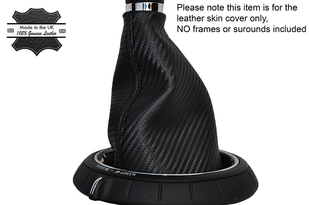 BLACK STITCH MANUAL CARBON VINYL GEAR GAITER FITS BMW MINI COOPER F55 F56 14-16