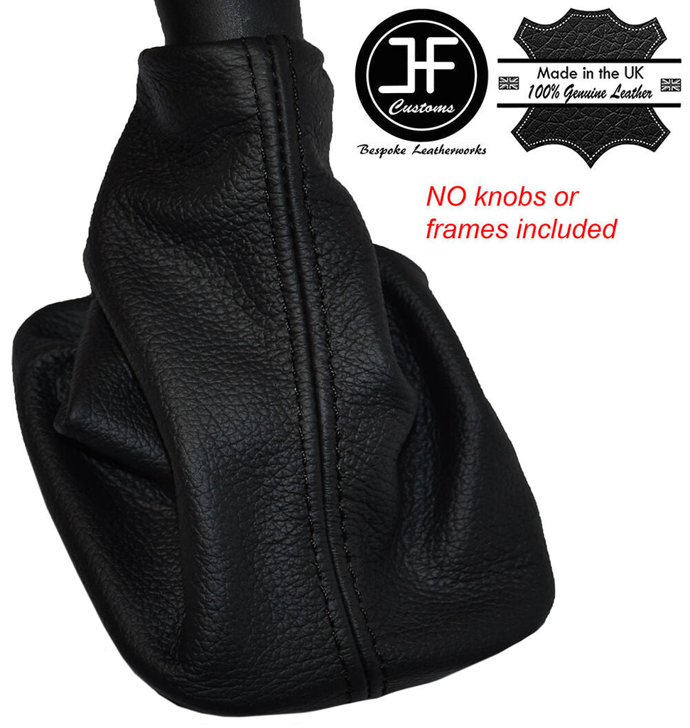 BLACK STITCHING MANUAL LEATHER GEAR GAITER FITS PEUGEOT 1007 2005-2009