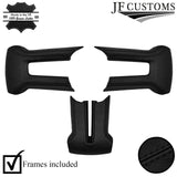 BLACK STITCH LEATHER COVERED STEERING WHEEL TRIMS+FRAMES FOR FORD MUSTANG 10-14