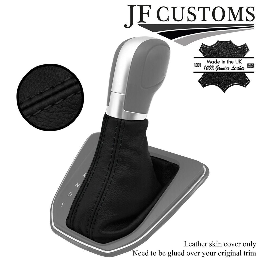 BLACK STITCH ITALIAN LEATHER AUTOMATIC DSG GEAR GAITER FOR VW CADDY MK4 15-21