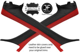 BLACK & RED 2X A PILLAR LEATHER COVERS FOR AUDI A4 B6 B7 CABRIO 02-09 STYLE 2